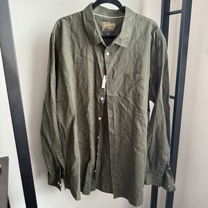 NWT Johnny Bigg Shirt Mens 4XLT Olive Green Linen Blend‎ Button Long Sleeve
